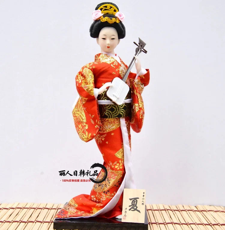 12inch Japanese Geisha Doll Statuette Sitting Figurine Japanese Kimono Kokeshi Kabuki Geisha Handicraft Ornament Birthday Gift