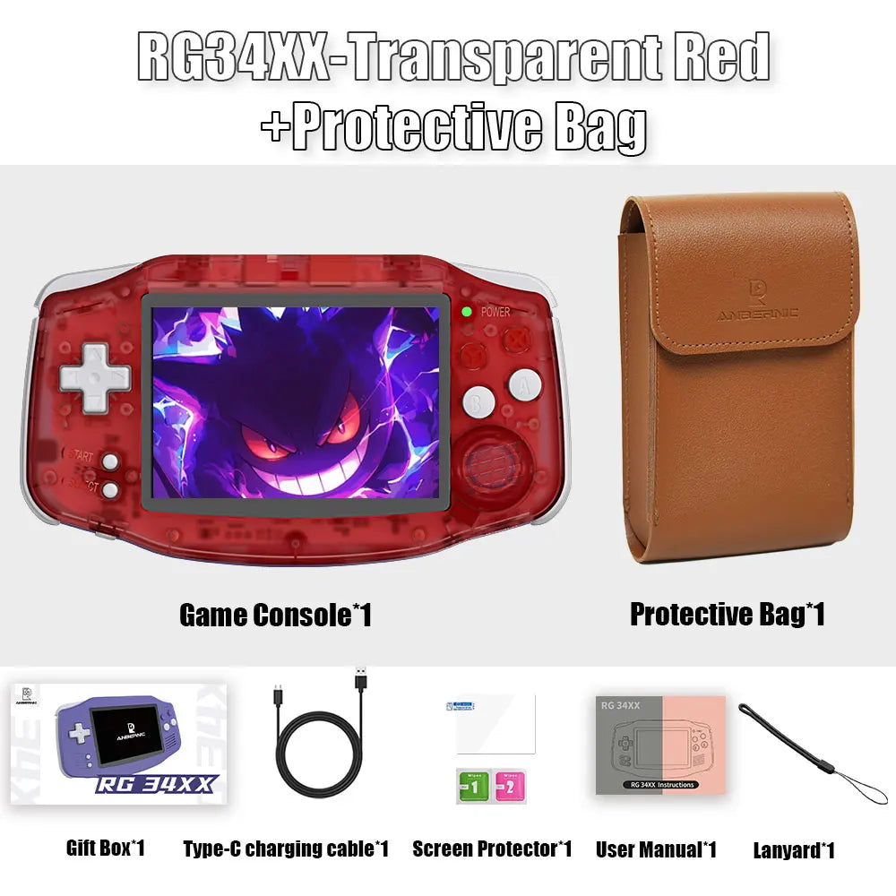 ANBERNIC NEW RG34XX Retro Game Console With 32G TF Card Portable Gaming Console 3.4 Inch IPS Screen 3500mAh Battery HDMI-Out