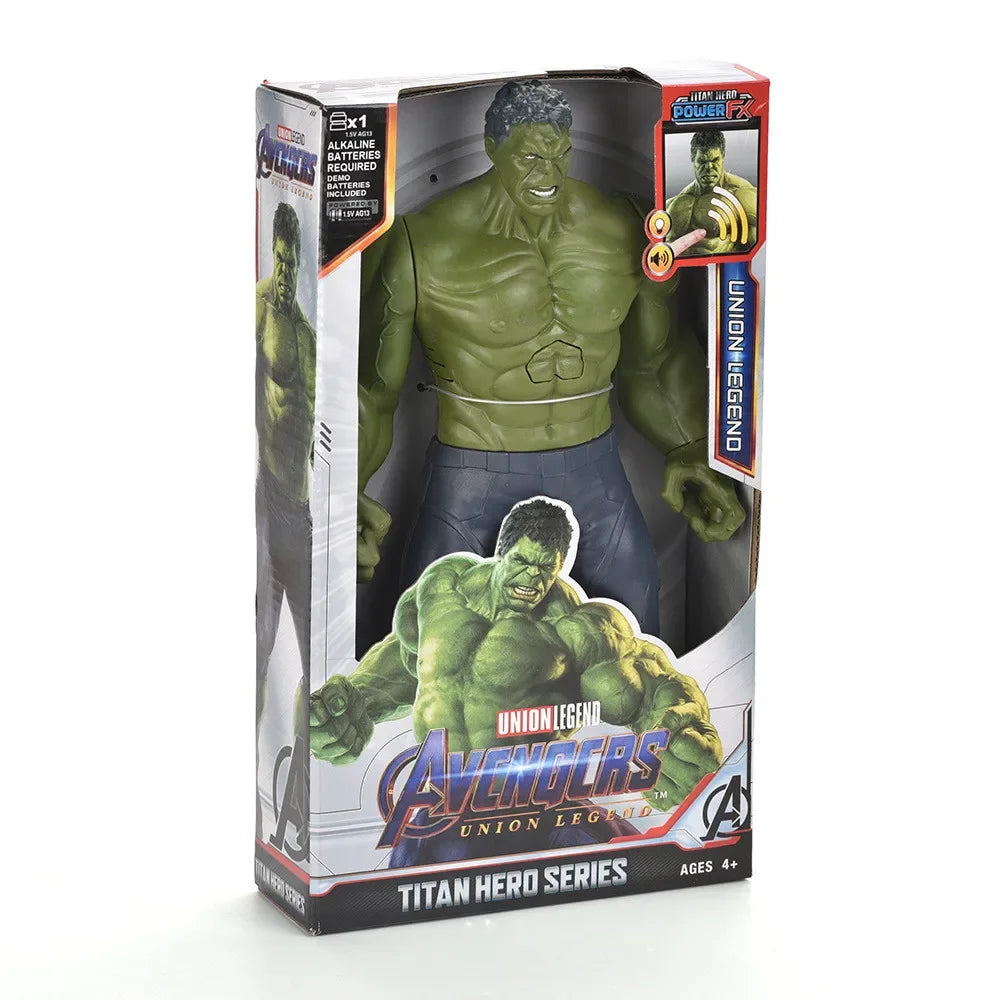 30cm Marvel Avengers Toy Thanos Hulk Spiderman Iron Man Captain America Thor Black Panther With Sound And Light Action Toy Gifts
