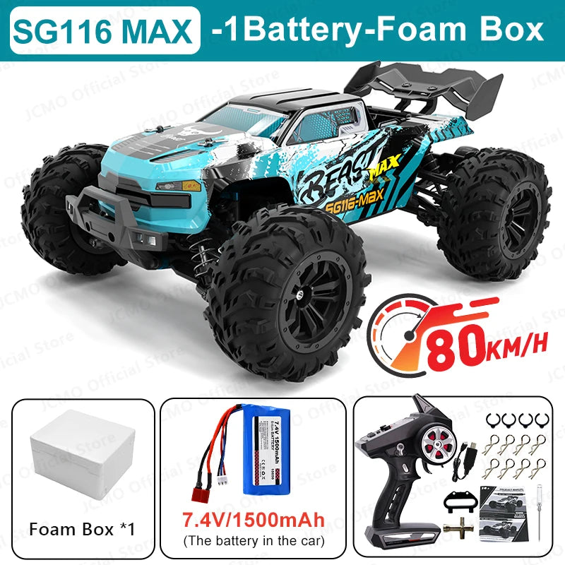 SG116MAX 80KM/H Високоскоростна RC кола Безчеткова 4WD Офроуд Дрифт Кола с дистанционно управление 1:16 Професионални състезателни коли SG116PRO 40KM/H
