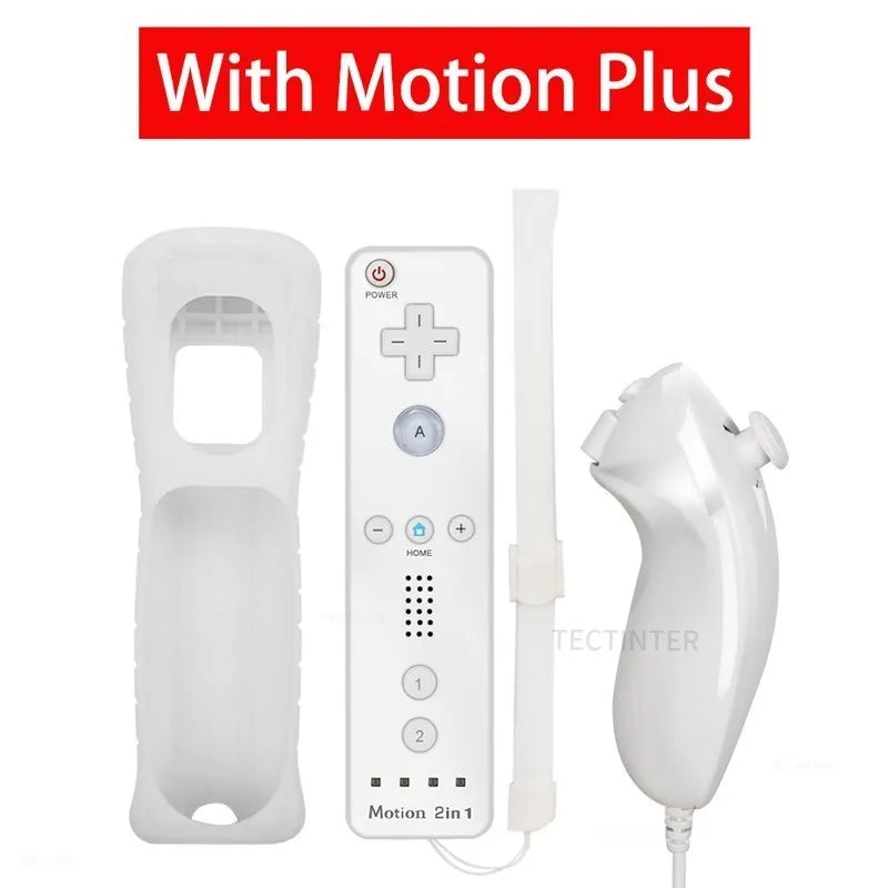 2 in 1 Wireless Bluetooth Remote Controller For Wii Wii U Controle Optional Motion Plus Gamepad Nunchuck Set With Silicone Case