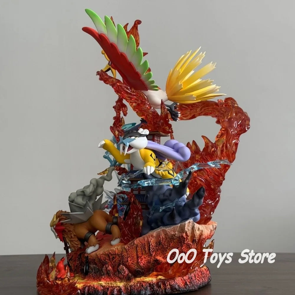 Anime Pokemon Figure Raikou/Suicune/Entei/Ho-Oh Action Figures Pvc Collection Model Toys for Children Gifts 38cm/14.96in