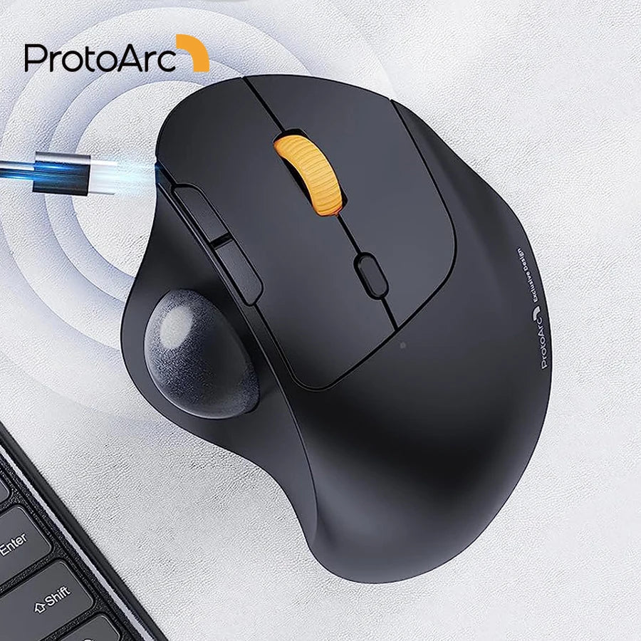 ProtoArc EM04 Trackball-Maus, kabellos, wiederaufladbar, ergonomisch, vertikal, Bluetooth-Mäuse für Computer, PC, iPad, Mac, Windows, Android