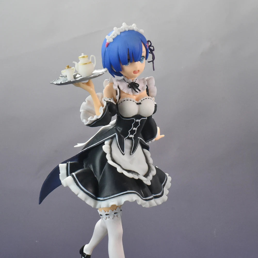 MX Japanese Anime Figures Maid Rem 1/7 Ver. PVC Action Figure Interchangeable Head Collection Gift Model Toys 22CM