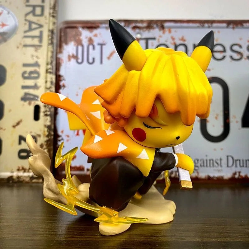 11cm Hot Anime Figure Pikachu Cross-Dressing Agatsuma Zenitsu Figurine PVC Statue Model Doll Collection Ornament Toys Boys Gifts
