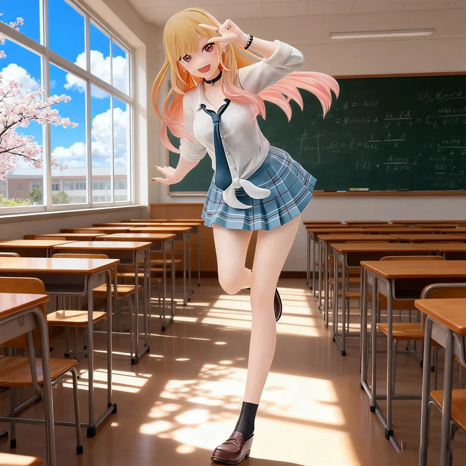 18CM Anime My Dress Up Darling Kitagawa Marin Figure School Uniform Dress Up Standing Model Toy Gift Action Figure For Kids PVC