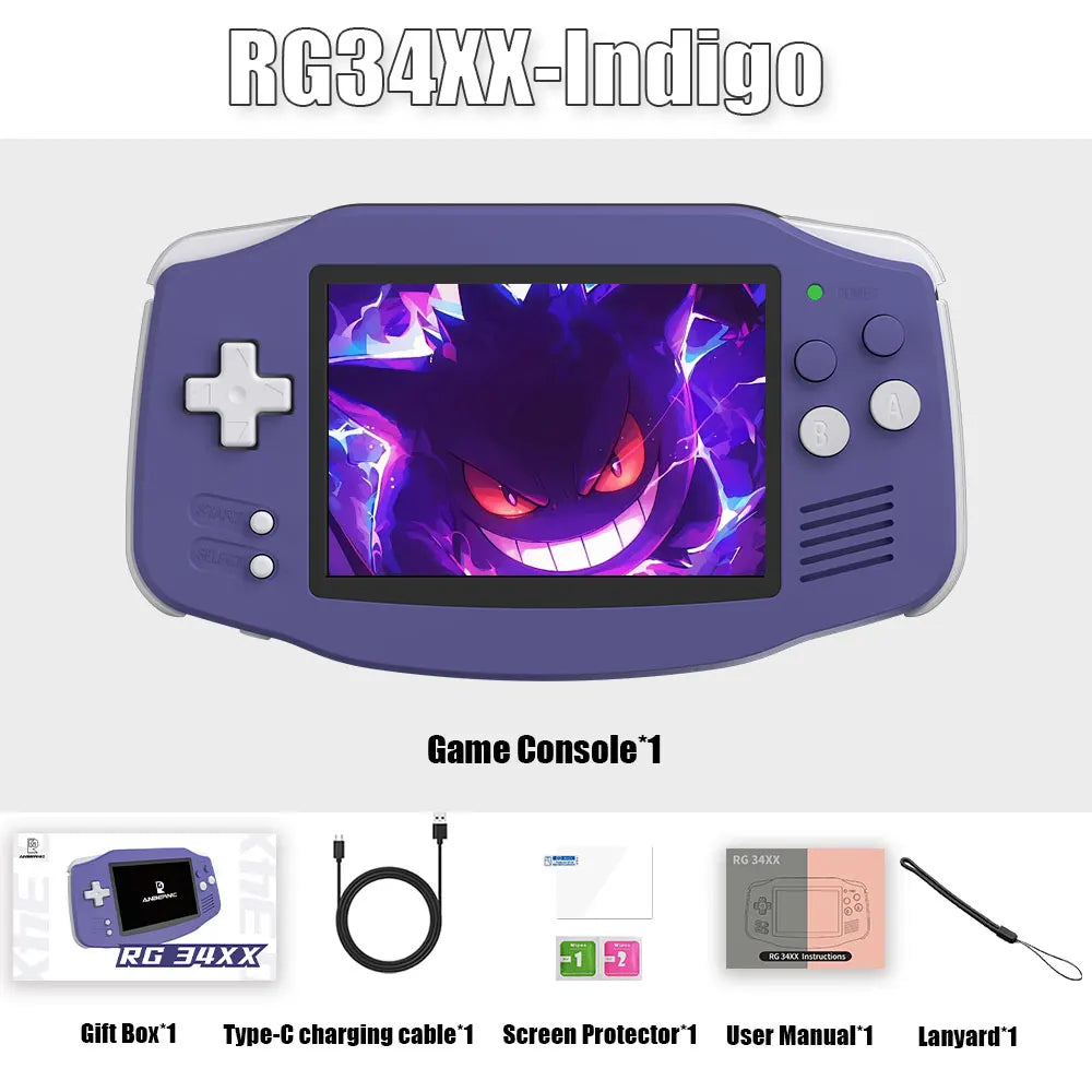 ANBERNIC NEW RG34XX Retro Game Console With 32G TF Card Portable Gaming Console 3.4 Inch IPS Screen 3500mAh Battery HDMI-Out