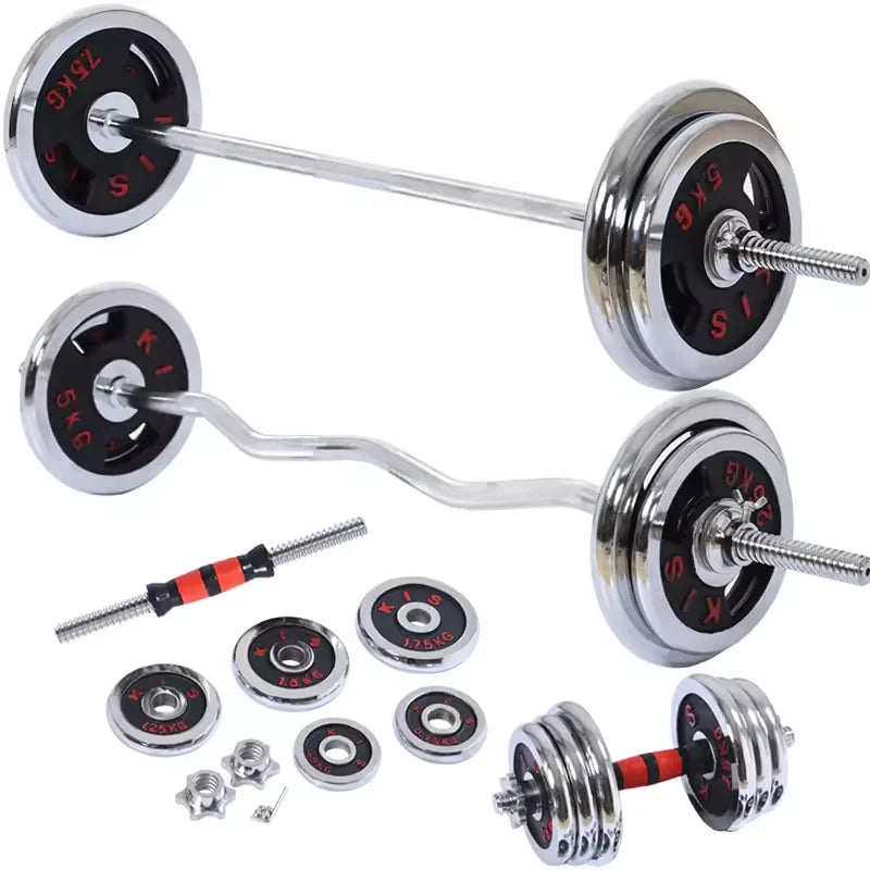 Custom Logo 50 Kg Lbs Cast Iron Free Weight Adjustable Dumbbell Set Electroplate Barbell and Dumbbell Sales for Weight Lifting