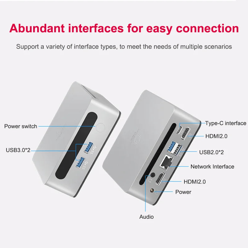 GenMachine AMD 5600H Mini PC Windows 11 3.3GHz Up to 4.2GHz 2*DDR4 Max Support 64GB RAM Gaming Pc WIFI6 Diy Gaming Computer