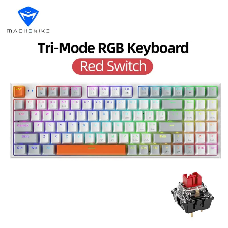 Machenike K500W Kabellose mechanische Tastatur, Hot-Swap-fähig, Tri-Mode, 94 Tasten, RGB-Gaming-Tastatur mit Hintergrundbeleuchtung für PC, Gamer, Laptop