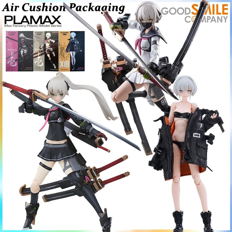 GSC Genuine PLAMAX Series Heavily Armed Girl Student I Early Mecha Girl Xi-III Samurai Ninja Action Figures Model Toys Gifts