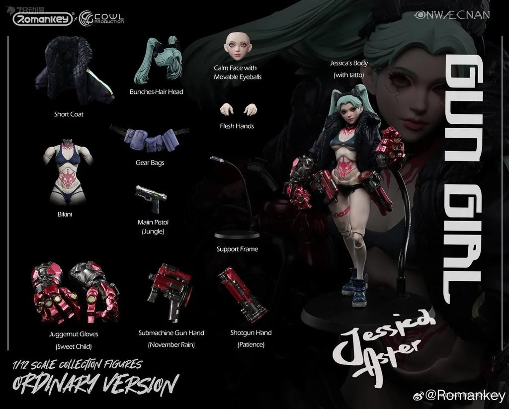 In Stock Romankey X COWL ONWAECNAN GUN GIRL JESSICAASTER 1/12th action figure Model Toys Rebecca