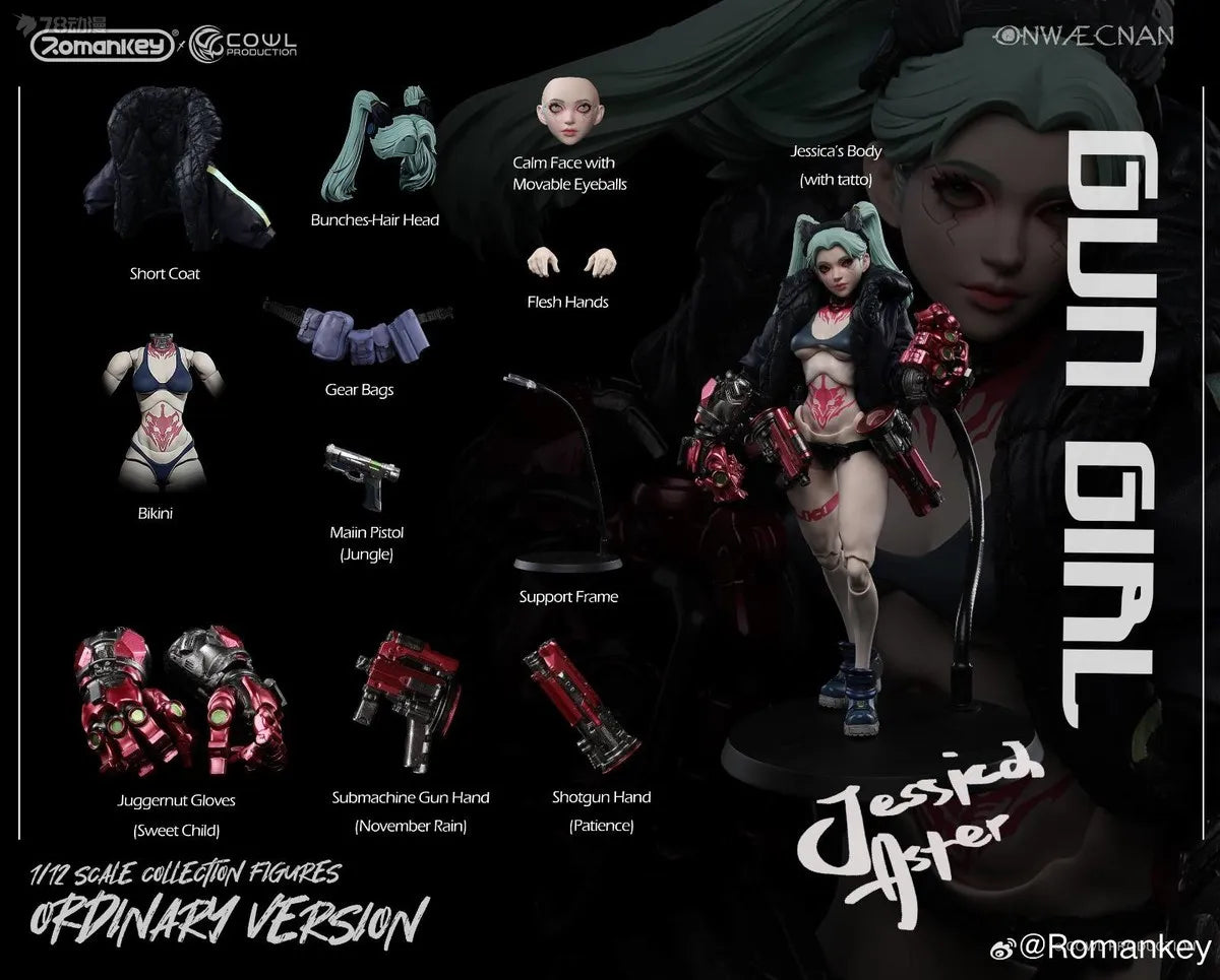In Stock Romankey X COWL ONWAECNAN GUN GIRL JESSICAASTER 1/12th action figure Model Toys Rebecca