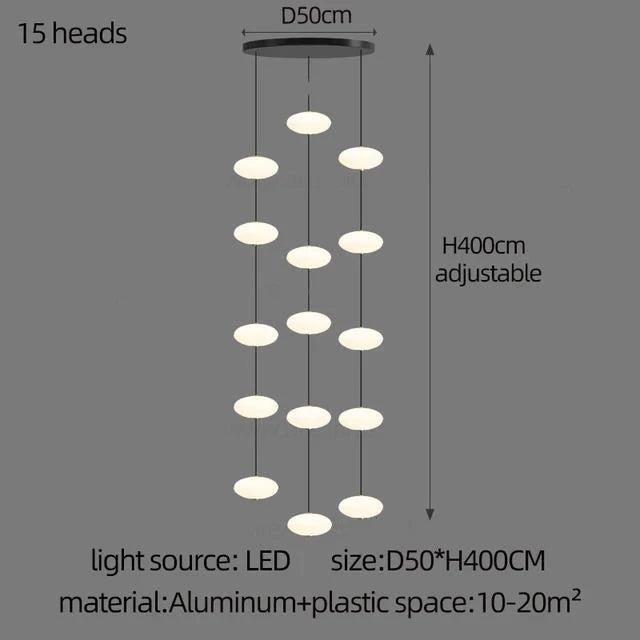 Modern Led staircase chandelier living room hanging light designer Villa duplex building  oval string attic pendant lighting