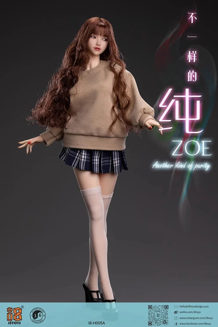 In Stock I8TOYS I8-H005 1/6 Female Soldier Zoe Movable Eyes Head Sculpt Carving Model Fit 12'' Action Figure Body Dolls