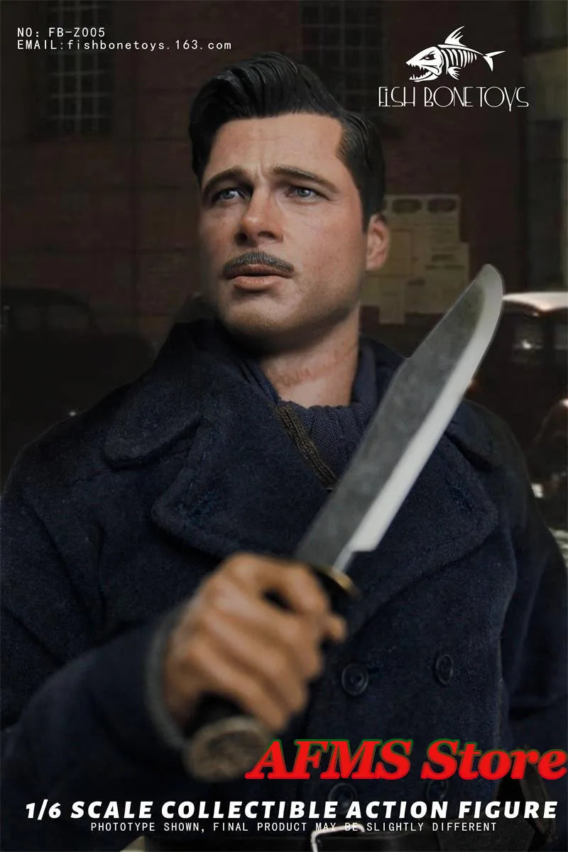FISH BONETOYS FB-Z005 1/6 Men Soldier Brad Pitt Inglourious Basterds World War II Dolls 12inch Full Set Action Figure Body