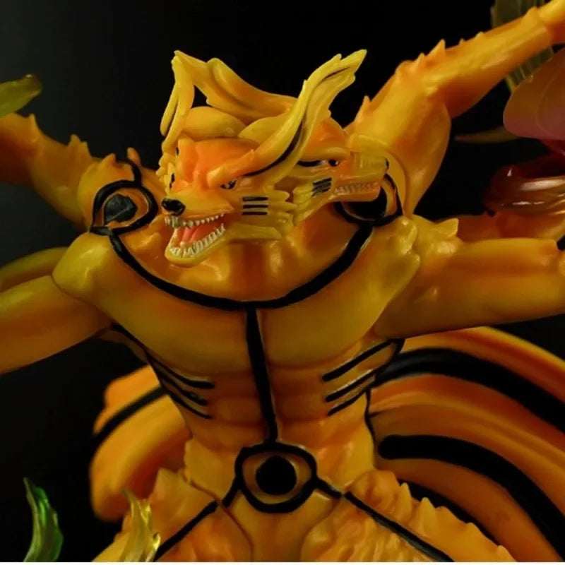 36cm Uzumaki Naruto Kyuubi NARUTO Animation Peripherals PVC Large Statue Ornaments Emit Light Model Cool Craft Toys Collections