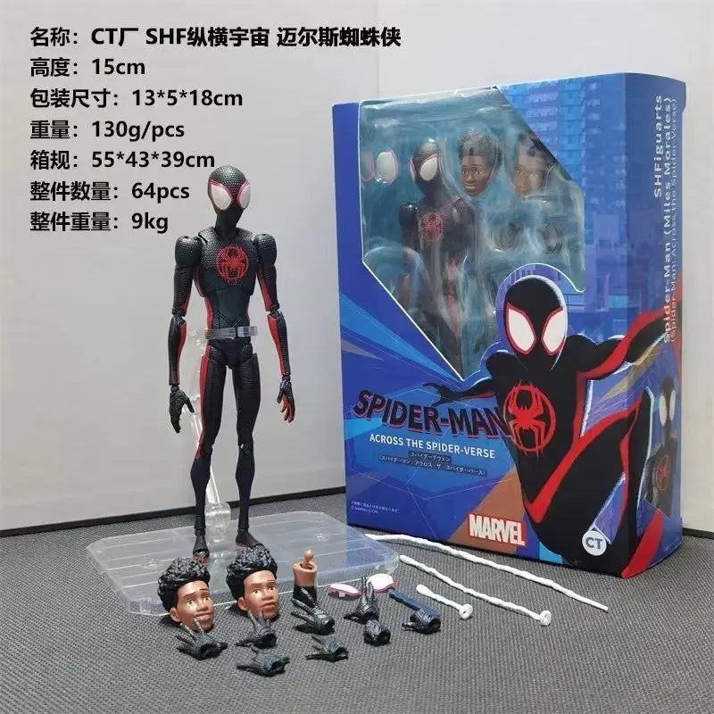 SHF Spider-Man 2099 Miguel O'Hara With Two Realistic Head Sculptures Universal Movie Action Figure Collectible Toy