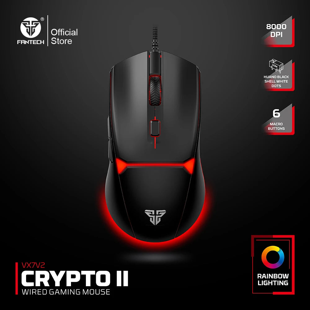 FANTECH CRYPOT II WG7v2 Kabellose Gaming-Maus und kabelgebundene Maus 12000DPI ARPG Anti-Schweiß-Beschichtung Makro-Mikrofon für CSGO LOL