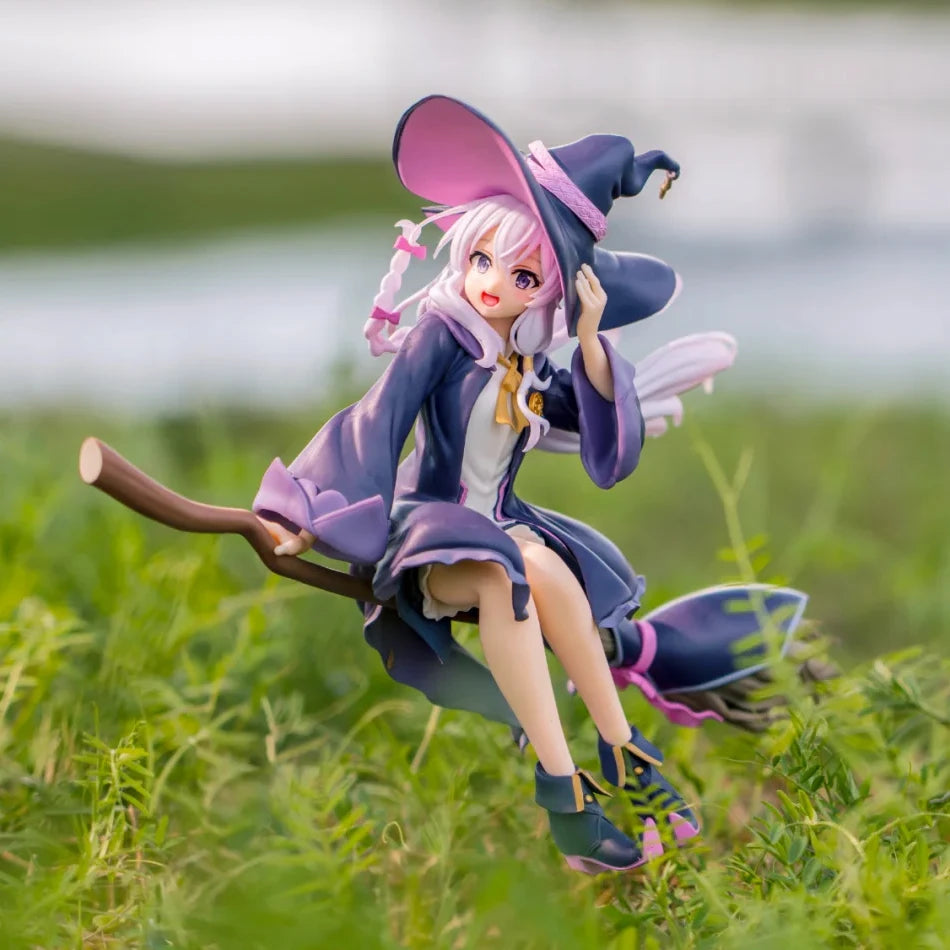 19cm Anime Elaina Figure Riding Broom Pose Action Figure Kawaii Beauty Girl models desktop ornaments Collection child toy Gifts