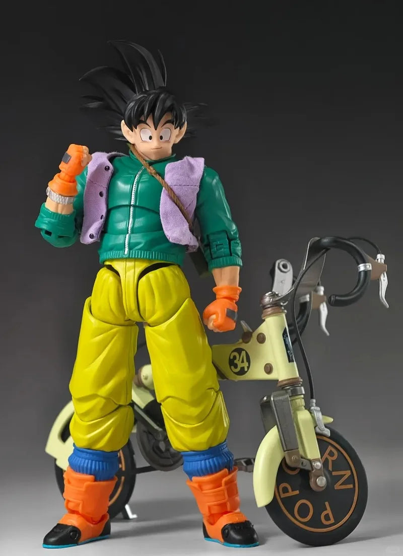Kamione Genuine Dragon Ball Son Goku Baseball Boy Alloy Fully Articulated Action Figure With Bicycle Set For Anime Figure