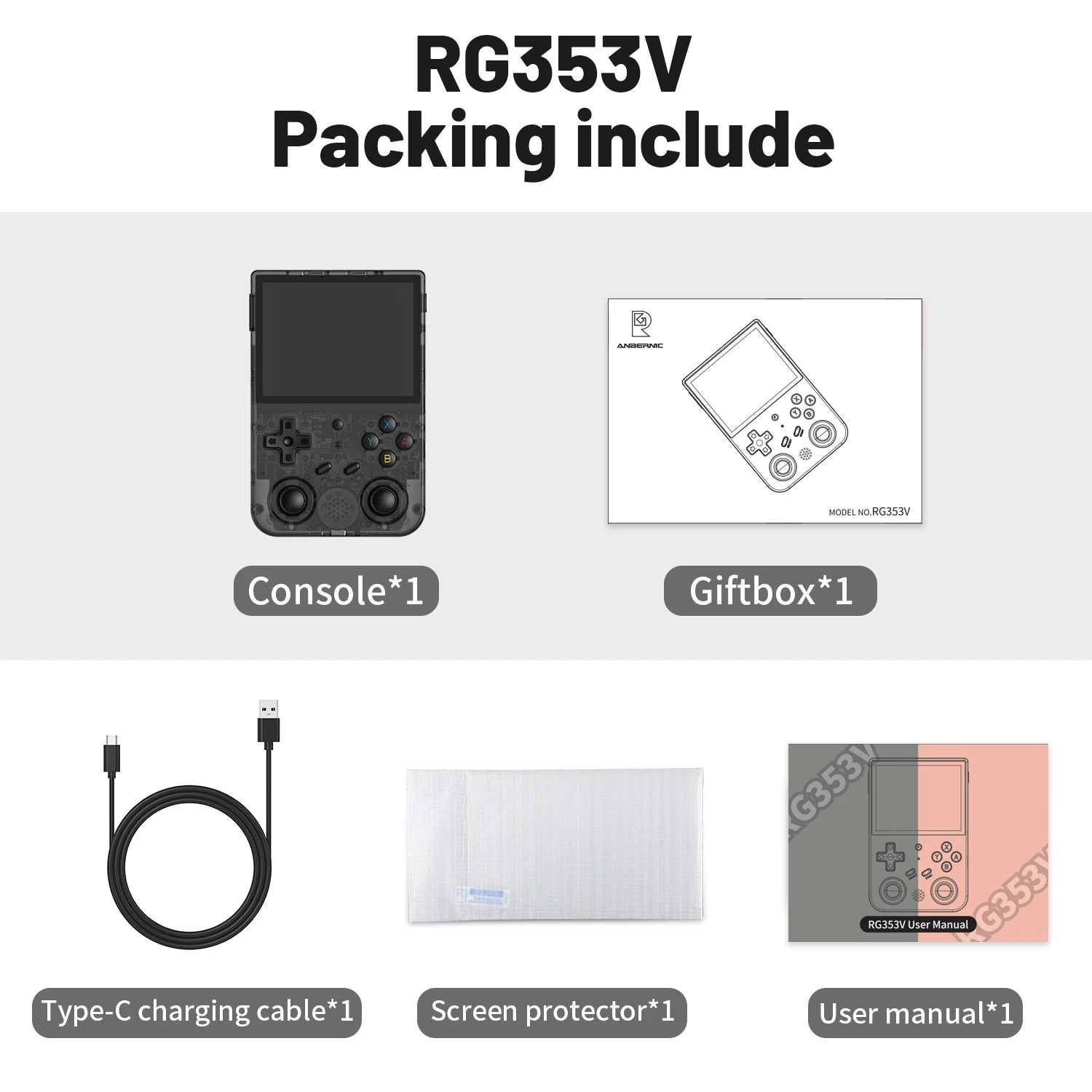ANBERNIC RG353V RG353VS Handheld Gam Console 3.5'' IPS Screen HDMI Output Android Linux OS Built-in Retro Emulator Player Gifts