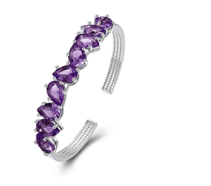 Luxury Charm Natural Amethyst Bracelets Bangles for Women S925 Silver Trendy Fine Jewelry Anniversary Engagement Party Gifts