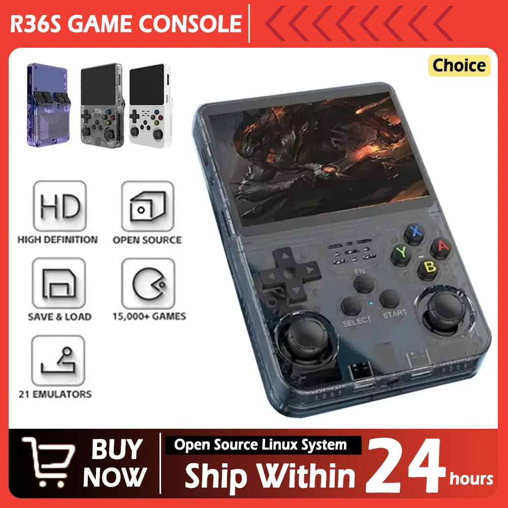 R36S Retro Handheld-Videospielkonsole ARKOS-System 3,5-Zoll-IPS-Bildschirm Klassischer tragbarer Pocket-Videoplayer 128G Spiele Junge Geschenk
