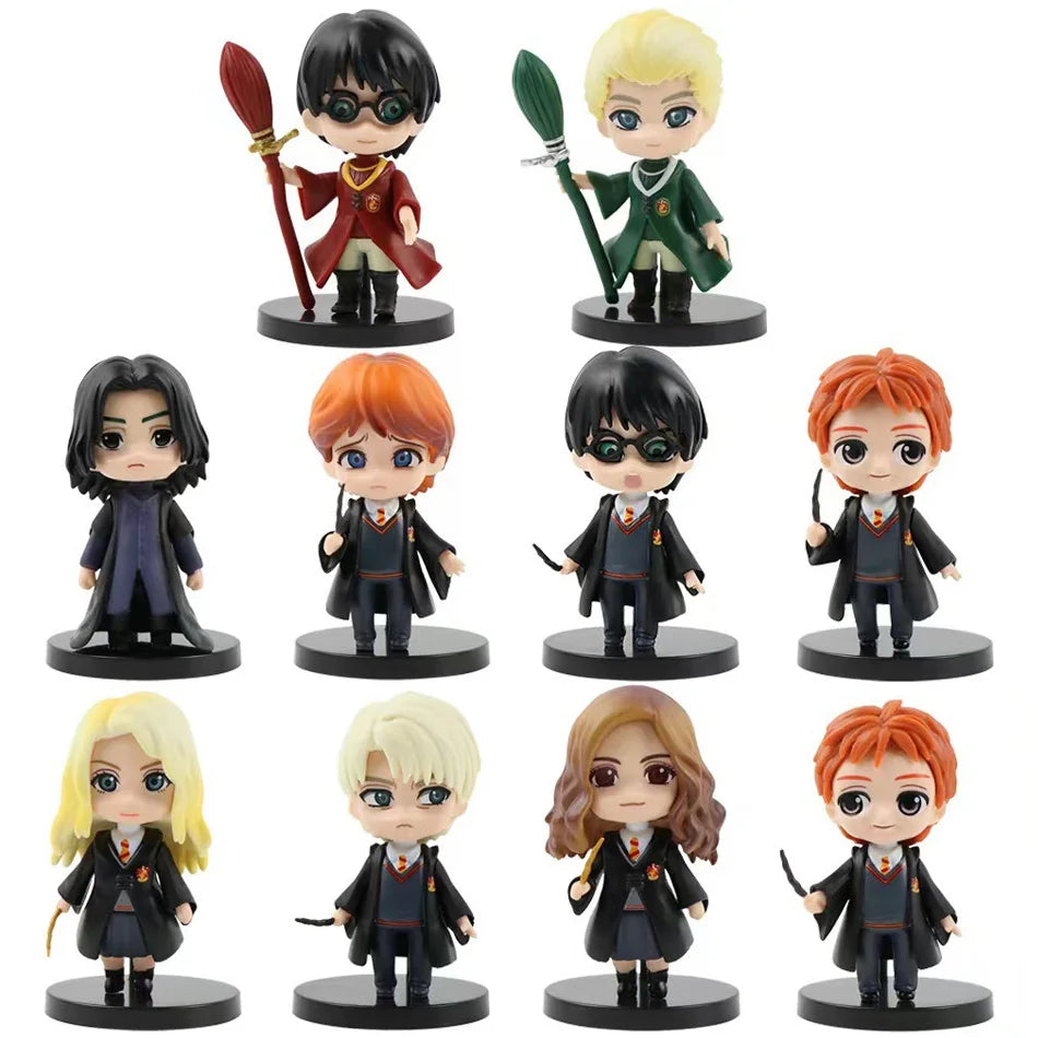 Harryy Potter 3pcs-10pcs Q Style Posket Hermione Ron Hedwig Vinyl Figure Toy Cake Decoration Car Model PVC Doll Toys