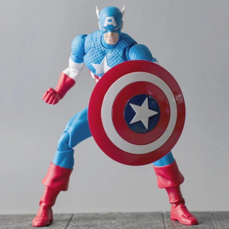 6 Inch Genuine MEDICOM TOY Marvel Captain America MAFEX Action Figure Articulated Collectible Model With Shield Toy