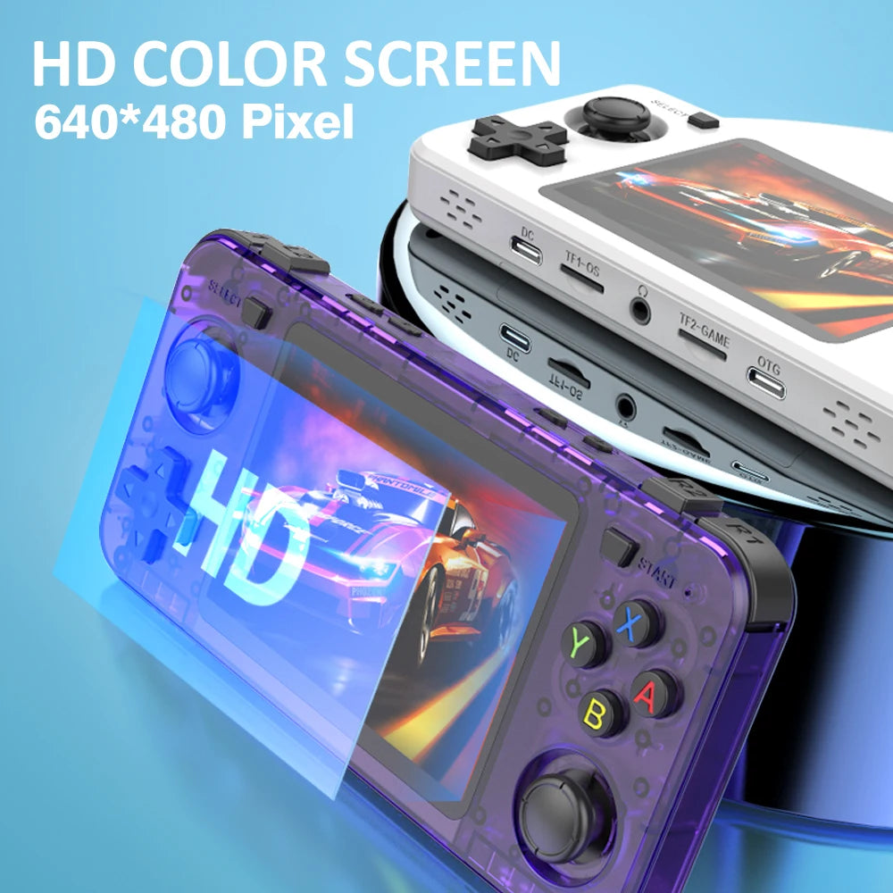New R36H Retro Handheld Game Console 3.5" IPS Screen Portable Video Game Console Built in 64G Card & 15000 Games Open Source