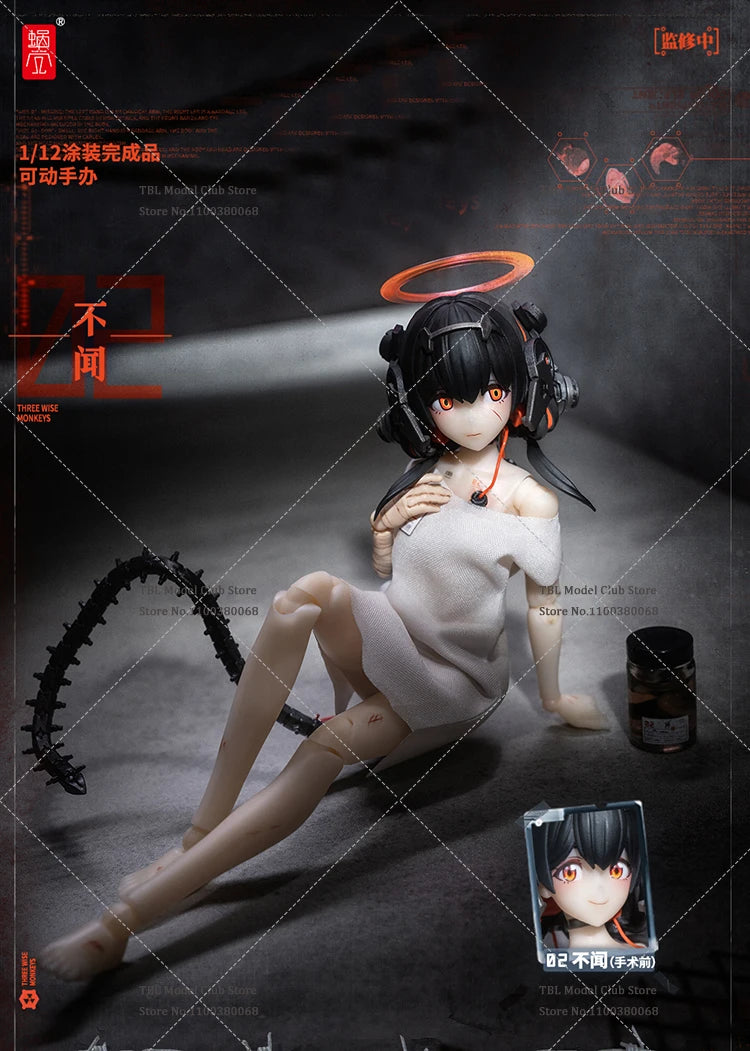 Original In Stock 1/12 Scale Female Soldier The Three Apes Do Not Smell Mobile Suit Girl Full Set 6inch Action Figure Doll