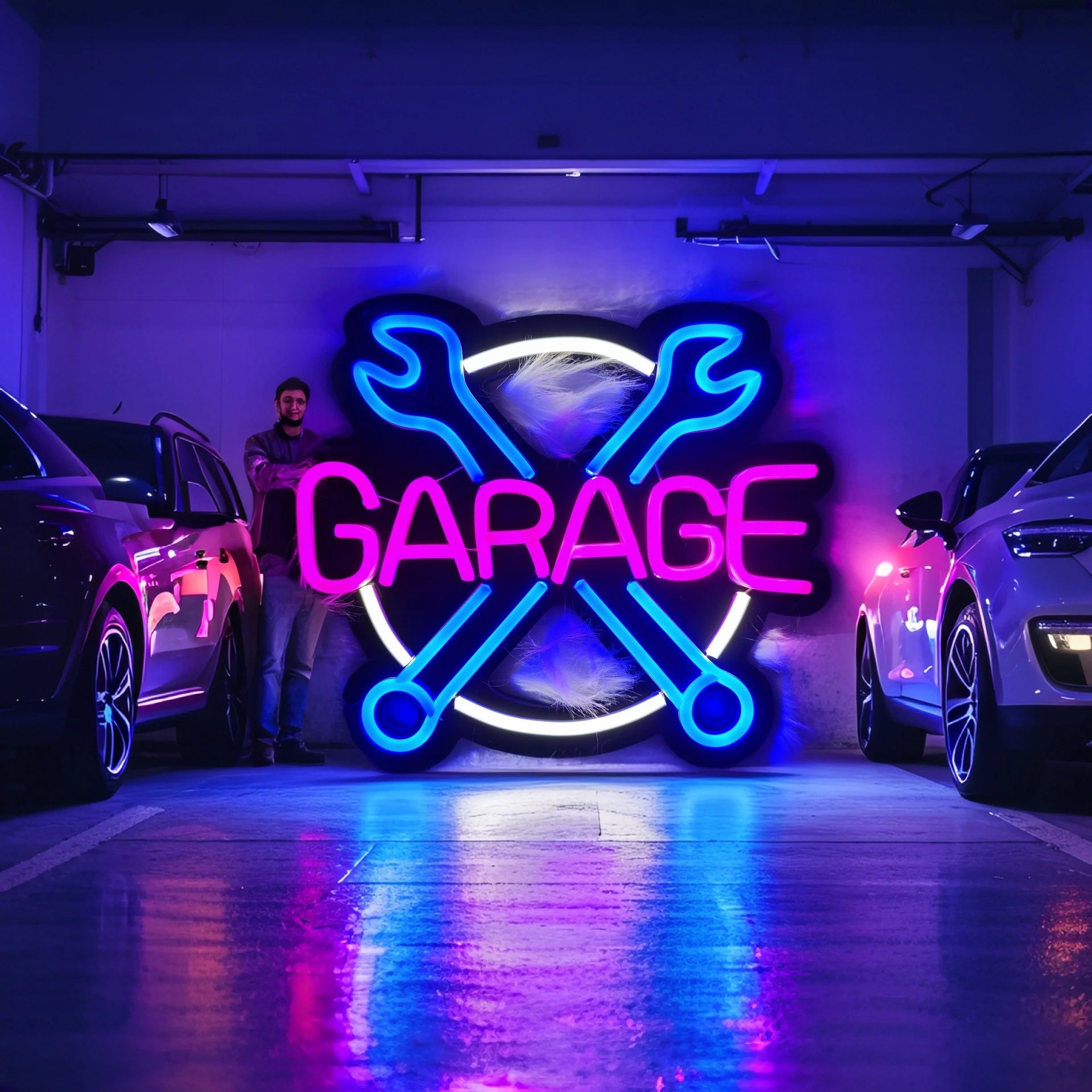 Garage LED Neon Sign USB-Powered Bright Wall Decor for Car Shops Workshops Ideal for Game Room Parties Birthday Gift 12.4x10.6in