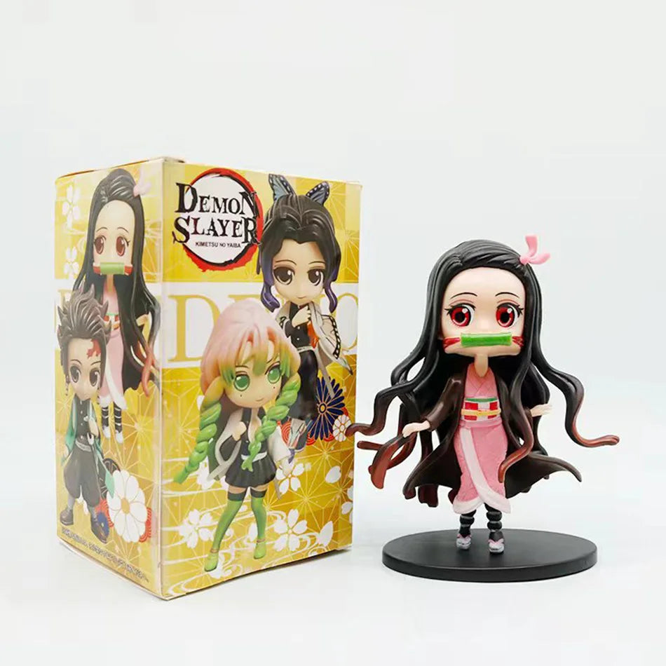 Demon Slayer Q Version Anime Figures 8Pcs Set Tanjiro Nezuko Hashira Collection PVC Model Birthday Christmas Gift for Kids