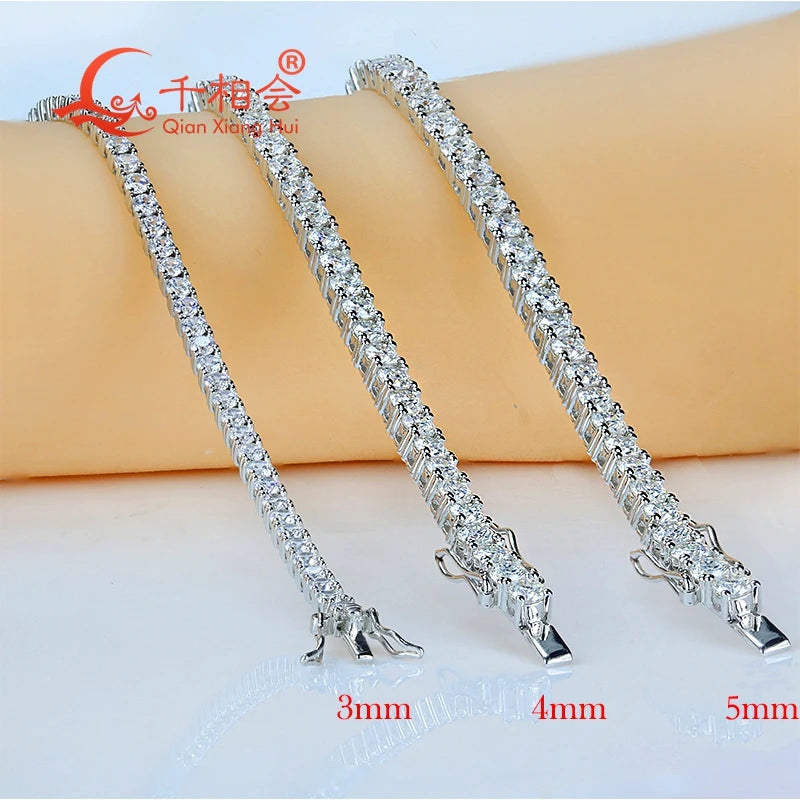 3mm 4mm 5mm 6.5mm Luxury Tennis Bracelet S925 Sterling Silver  D vvs white Moissanite jewelry Men Women gift  gift party