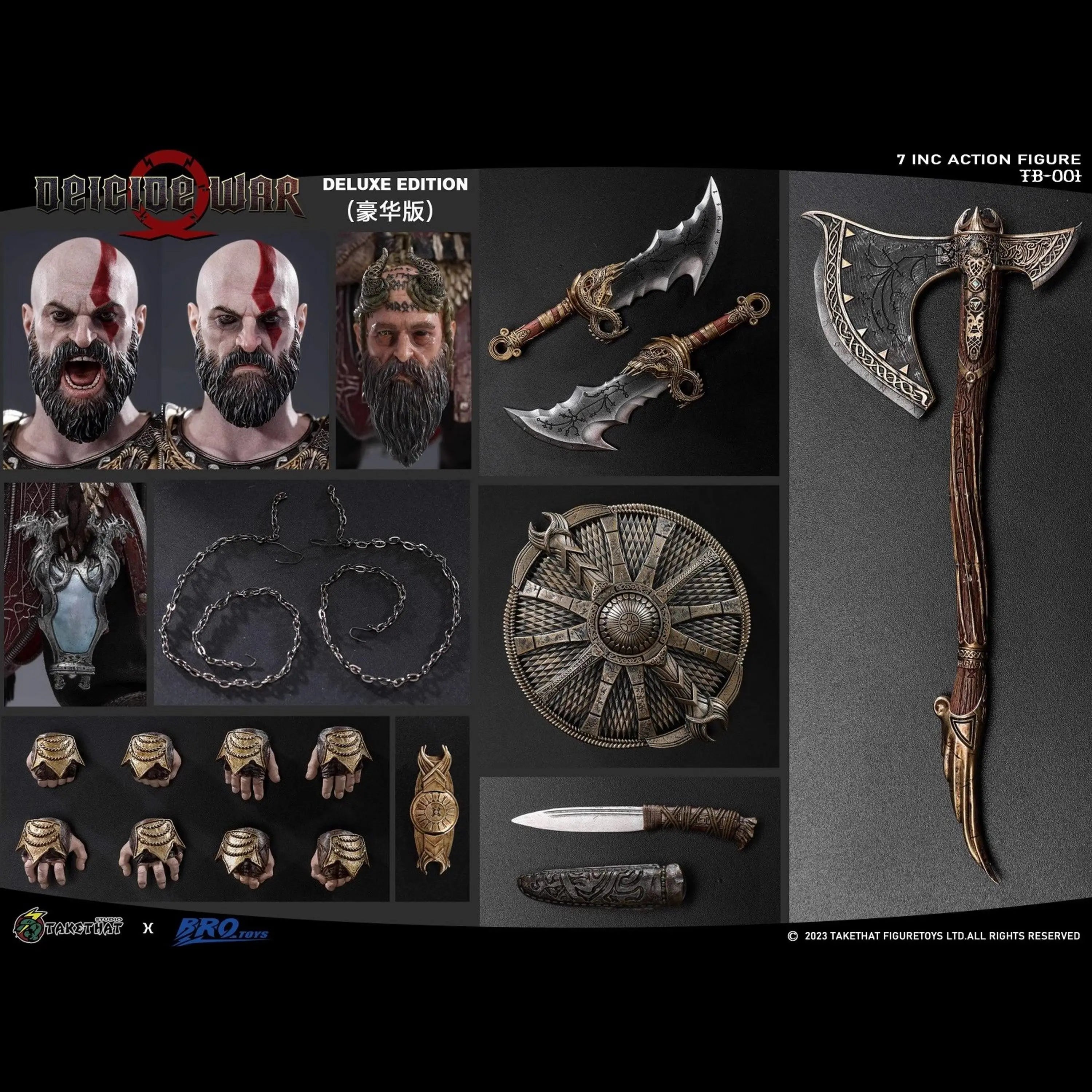 Authentic 18cm Deluxe Edition Brotoys X Takethat 1/12 God Of War Ii Kratos 7-Inch Movable