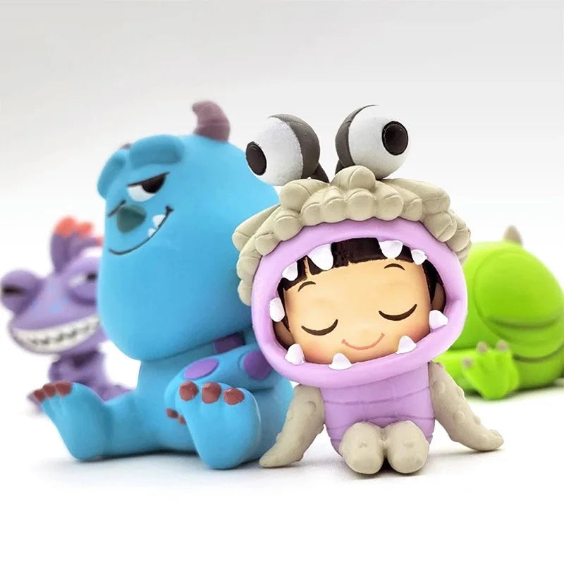 4pcs University Monsters Inc Anime Figures James P. Sullivan Boo Mike Wazowski Action Figure Q Version Model Desktop Decoration
