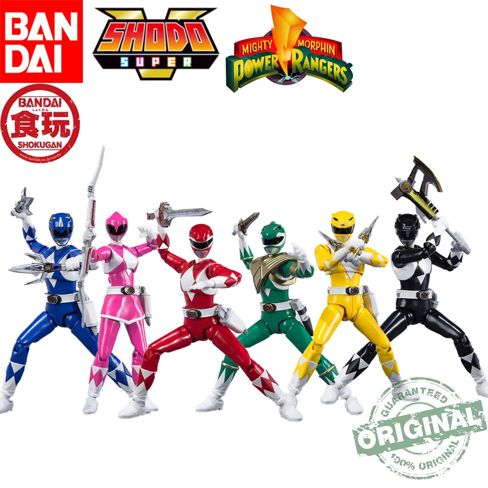 In Stock Original Bandai Shodo Super Kyouryuu Sentai Zyuranger Mighty Morphin Power Rangers Collectible Action Figures Model Toy