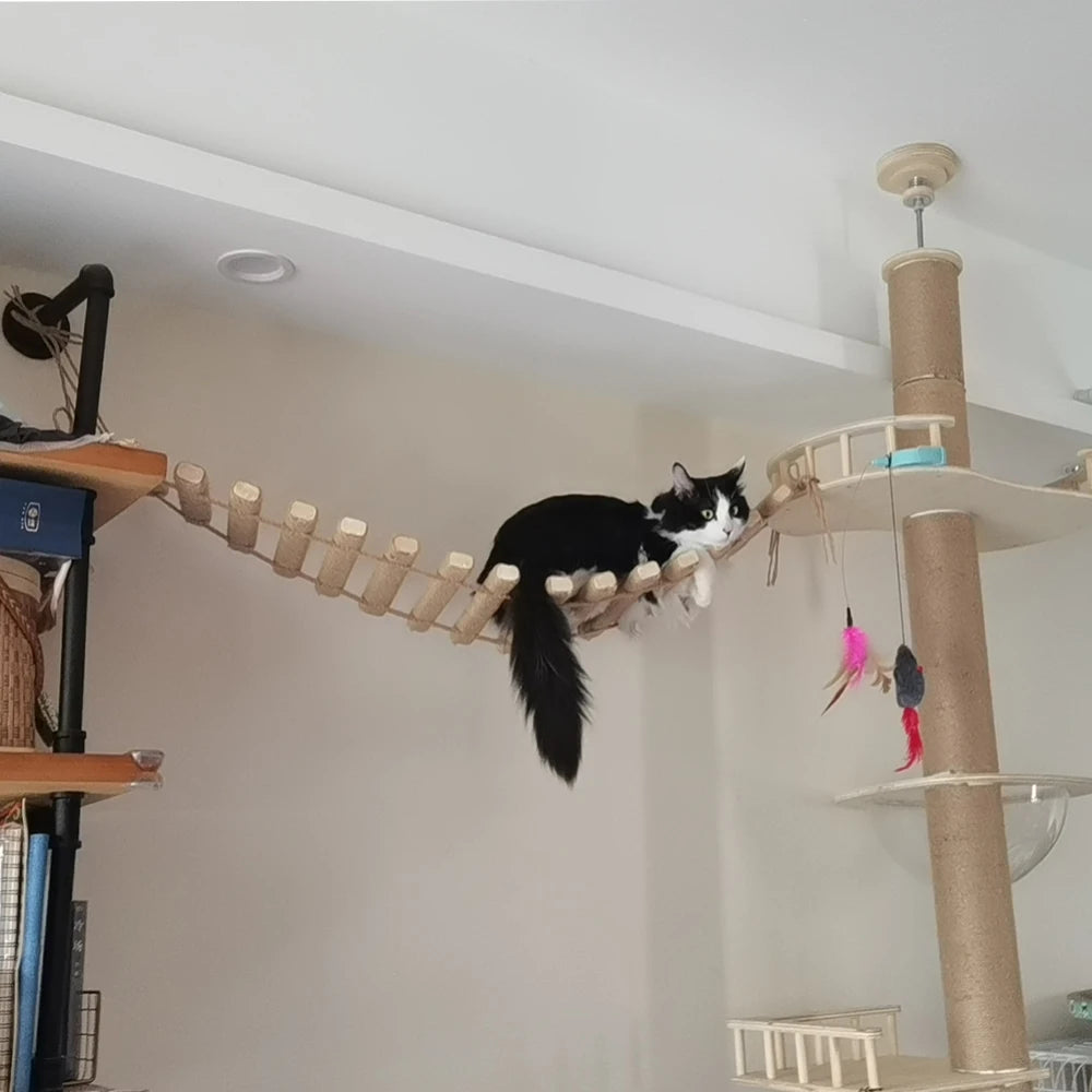 Cat Climbing Shelves Wall Mounted Scratching Post For Cat Grindjing Claws Pet Ladder or Bridge Cat Scraper Furniture Cat Tree