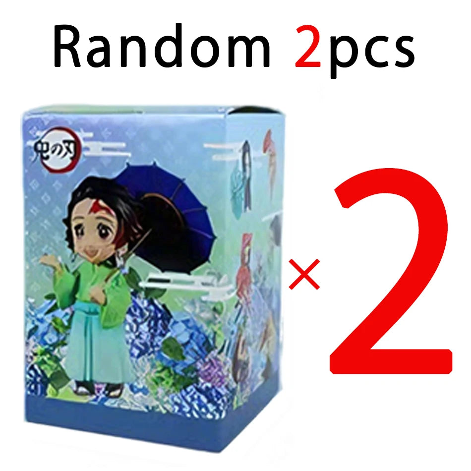 In stock 12cm kawaii  Demon Slayer Plum Rain Series with Box Handmade Model no Yaiba Kamado Nezuko Action Figure Ornament Gift