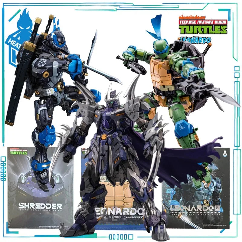 HeatBoys Genuine Teenage Mutant Ninja Turtles Alloy Model Toy Leonardo，Oroku Saki Finished Product Movable Model Collection