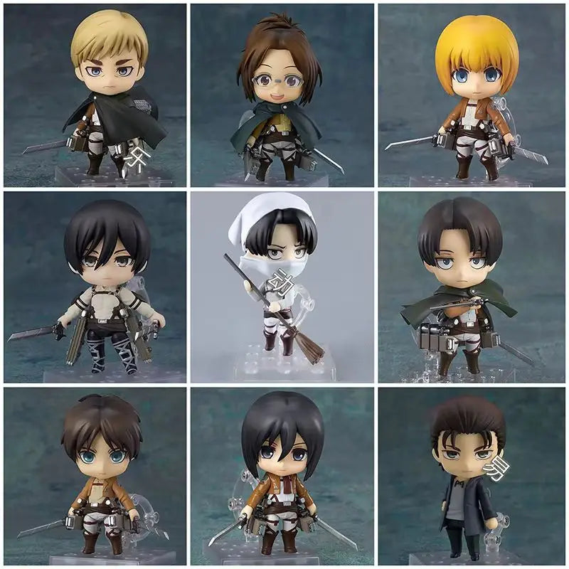 Anime Q Version Figure Attack On Titan 1123# Hange Zoe 2000# Eren Jaeger Mikasa Ackerman Action Model Desktop Doll Ornament Gift