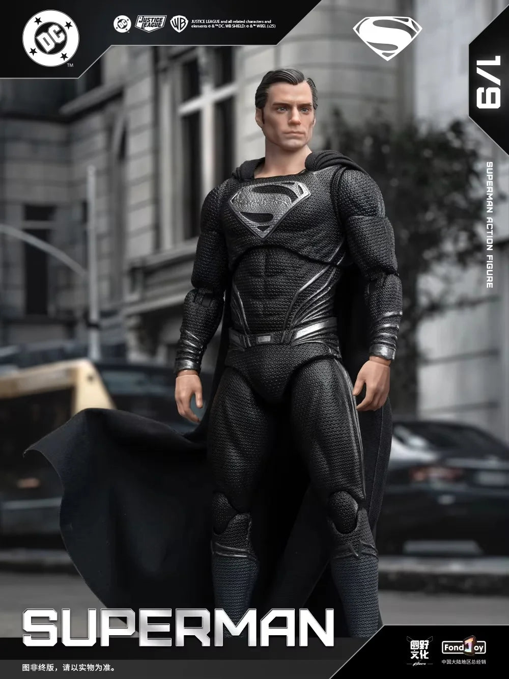 Genuine FondJoy Black Superman 2.0 Action Figure Dc Zack Snyder'S Justice League Figures 1/9 Super Man Pvc Model Doll Toy Kid