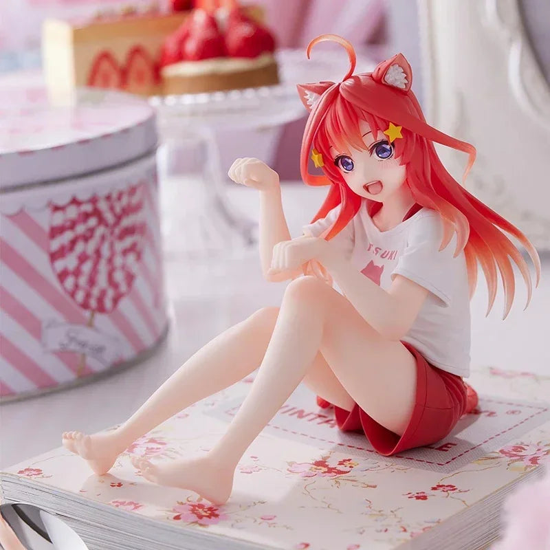 12cm Anime Nakano Nino Figurine The Quintessential Quintuplets Doll Cat Nakano Miku Figure Model PVC In Stock Desktop Cute Toys