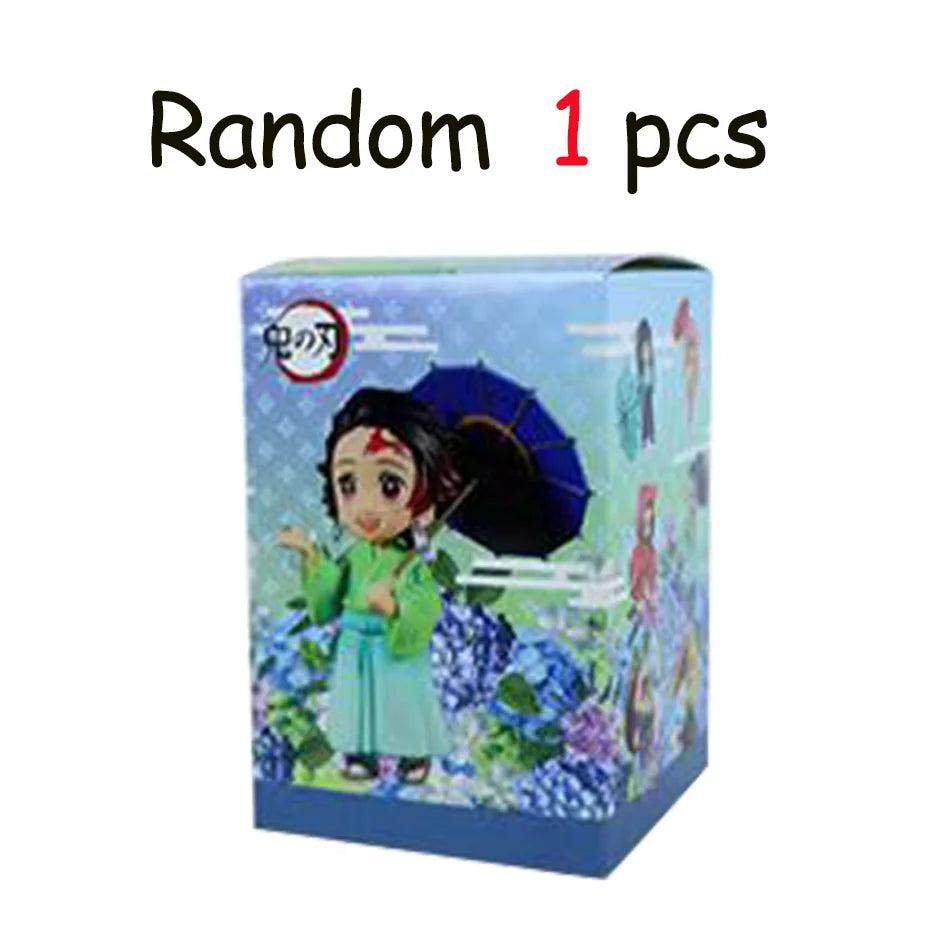 6pcs Q Version Demon Slayer Sitting Ghost Doll Tanjiro Nidouzi Inosuke Zenizu Toy Figural PVC Model Gift