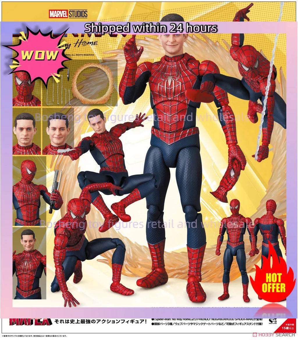 In Stock Original Medicom Toy Mafex 241 Spider Man No Way Home  Friendly Neighborhood Spider Man Tobey Maguire Anime Toys