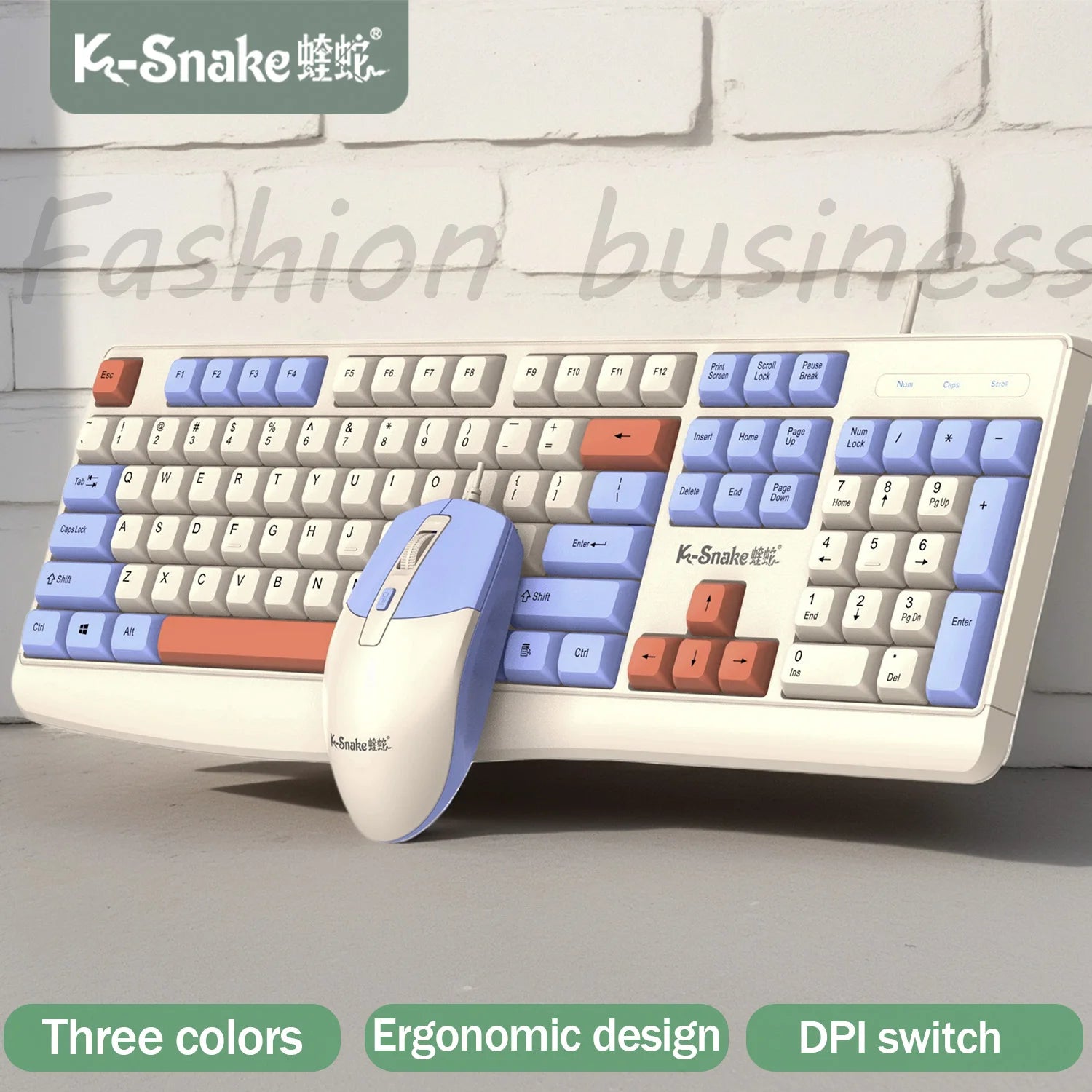 K-snake KM300 Wired Keyboard and Mouse Set USB Ergonomic Desktop Laptop Keyboard and Mouse Home Office