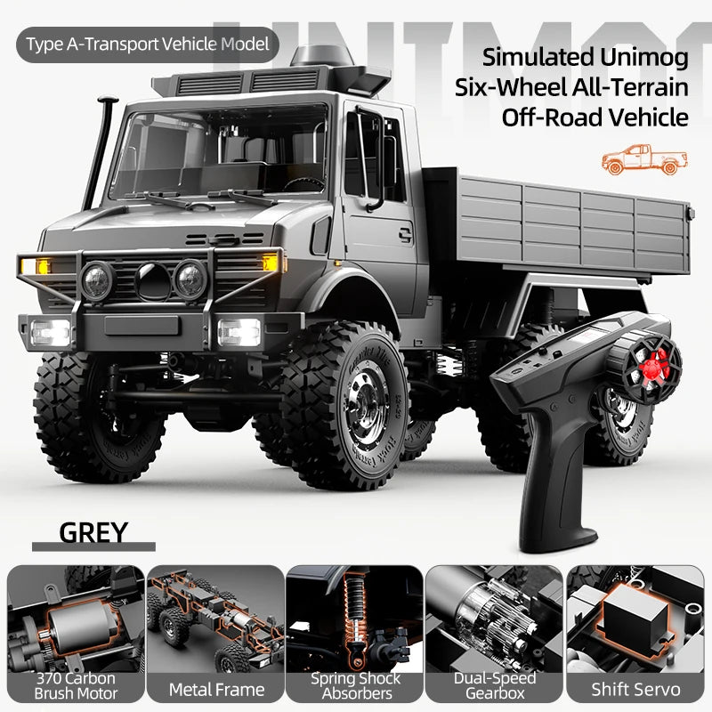 2.4G RC Crawler 6WD Unimog RC Truck 1:18 Proportional Control Mechanical Shifting JJRC C8823 RC Vehicle Simulated Model Toys Car