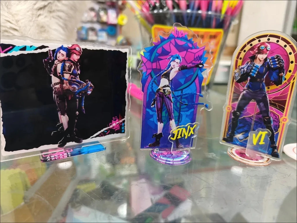 Hot Game League Of Legends City Of Two Cities Jinx Vi Caitlyn Kiramman Sign Perimeter Cartoon Anime Figure Model Decor Gift