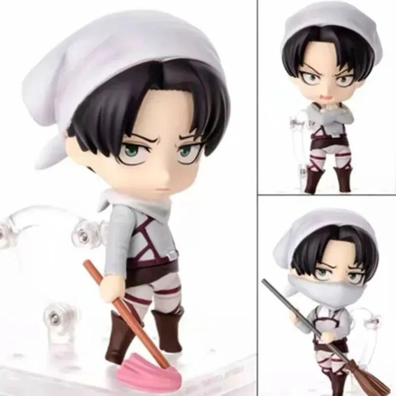 Anime 10CM Game Attack on Titan Levi Ackerman 417 Cleaning Ver. PVC Action Figure Collection Model Toys Gift